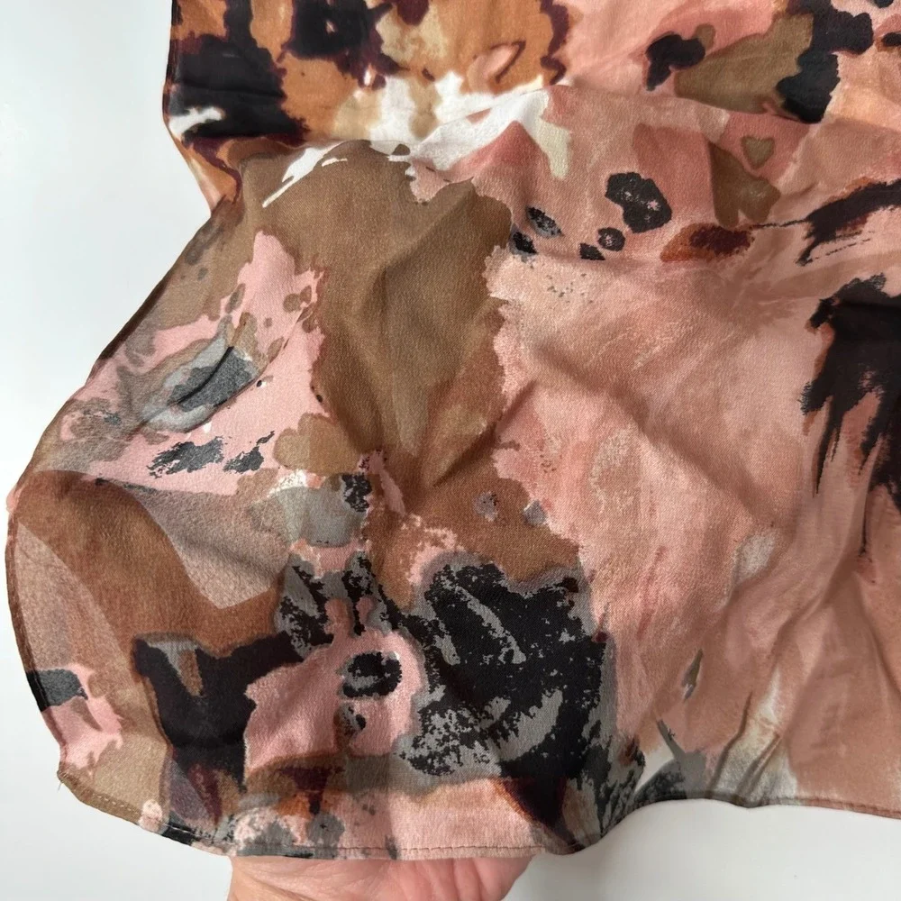 Vince Camuto Floral Watercolor Scarf Pink Silk Blend Lightweight Spring Layering